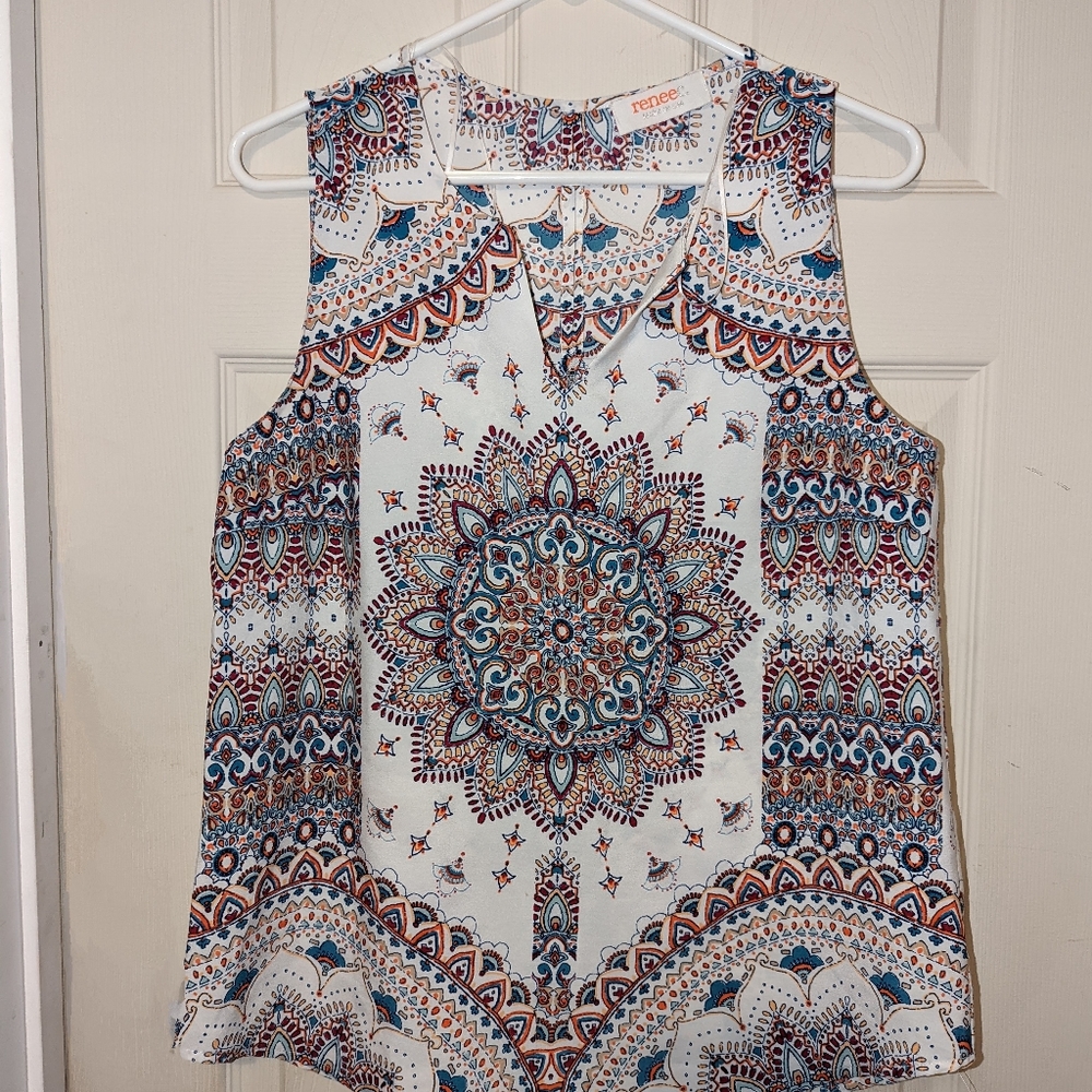 RENEE C - Jory Split Neck Blouse M